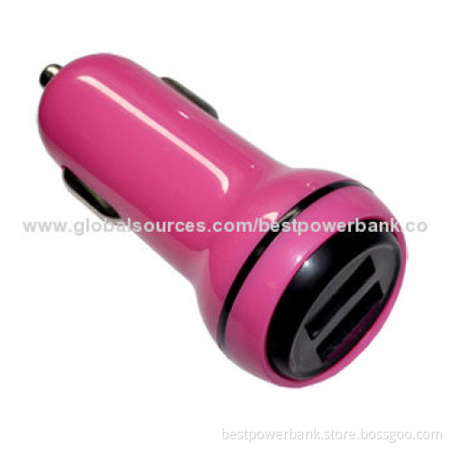 Latest Unique Design Colorful 5V 1A/2A/3A Dual USB Car Charger for Smartphone/Tablet